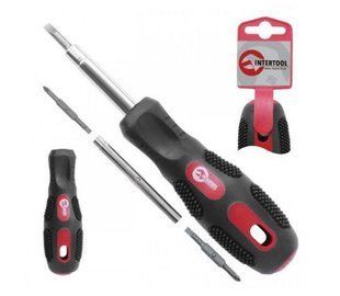 Отвертка 6 в 1 обрезиненная ручка INTERTOOL VT-1004