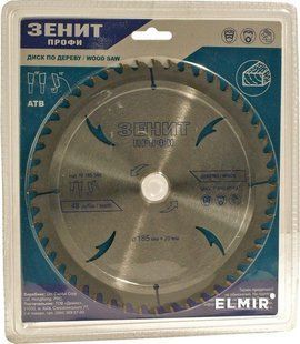 Пильный Диск По Дереву Зенит Профи 185x20/16, ATB 48