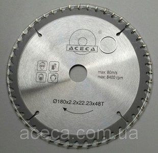 Диск твердосплавный по дереву "АСЕСА" 180*2.2*22.2/20 мм - 48 зуба