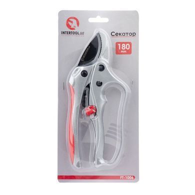 Секатор з храповим механізмом 180мм INTERTOOL FT-1006