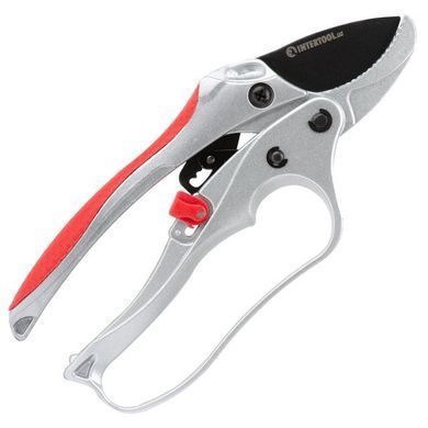 Секатор з храповим механізмом 180мм INTERTOOL FT-1006