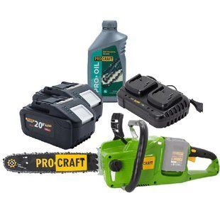 Акумуляторна пилка Procraft PCA40/2 + 2 акб 8Ач + ЗП charger20/2 + Олія для ланцюга 1л