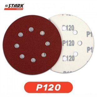 Папір шліфувальний Stark D125 мм 8 отворів з. 120- 5 шт.