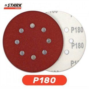 Папір шліфувальний Stark D125 мм 8 отворів , з. 180-5 шт