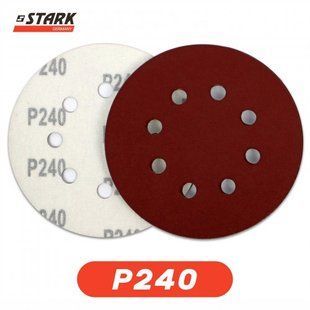 Папір шліфувальний Stark D125 мм 8 отворів , з. 240-5 шт