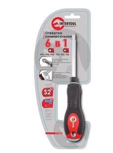 Отвертка крестовая 6 в 1 PH1, PH2, PH3, PZ1, PZ2, PZ3 INTERTOOL VT-1022