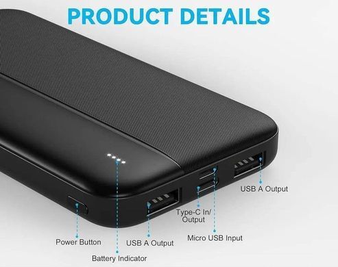Комплект 2 шт Power Bank GREPRO 10000 мАг 2шт. комплект з портами входу Type-C+Micro та USB-C+2 USB-виходу для смартфонів, планшетів